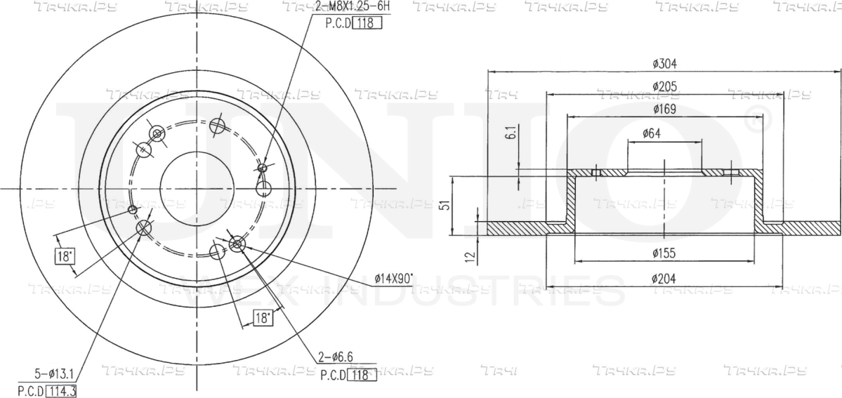 Диск тормозной (Unio). Артикул BRD-20593