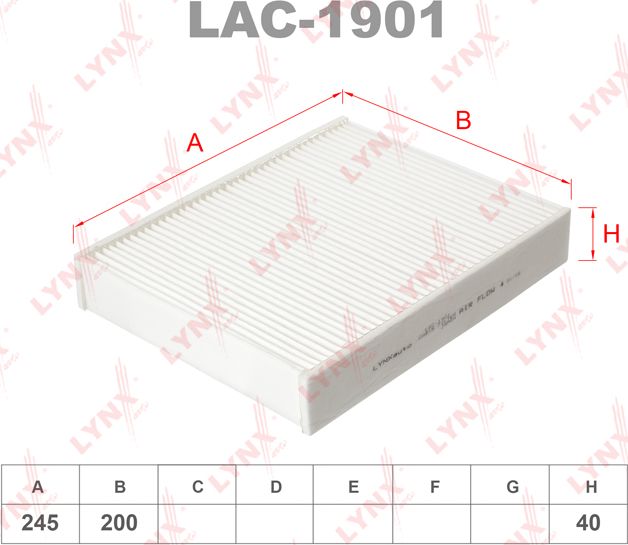Салонный фильтр LYNXauto для BMW 2 F22 2012-2026. Артикул LAC-1901