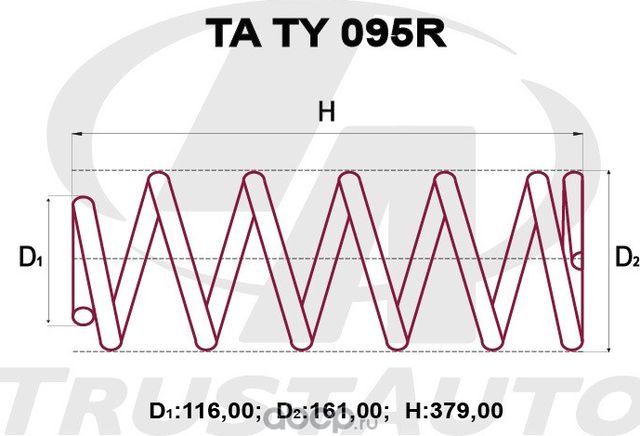 Пружина подвески усиленная () (Trustauto). Артикул TATY095R