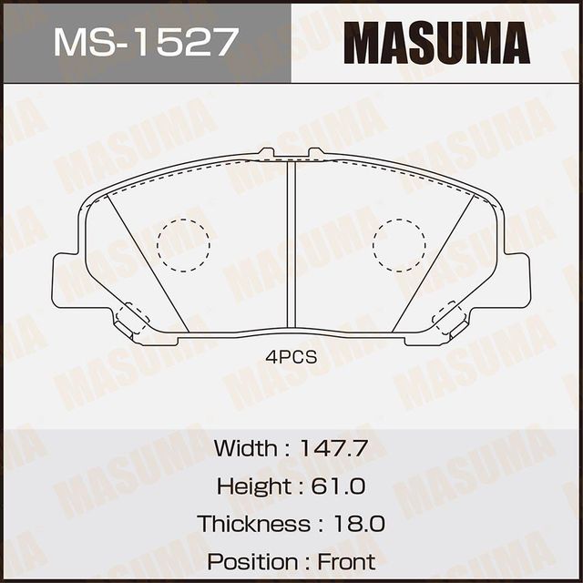 Тормозные колодки Masuma. Артикул MS-1527
