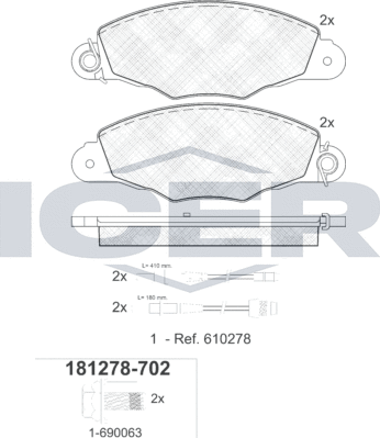 Тормозные колодки Icer. Артикул 181278-702