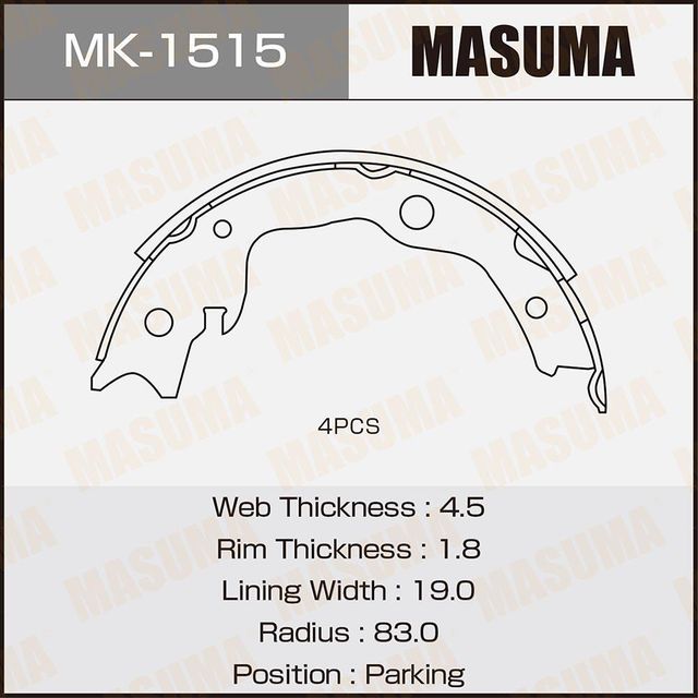 Тормозные колодки Masuma задние для Nissan Tiida I 2007-2012. Артикул MK-1515