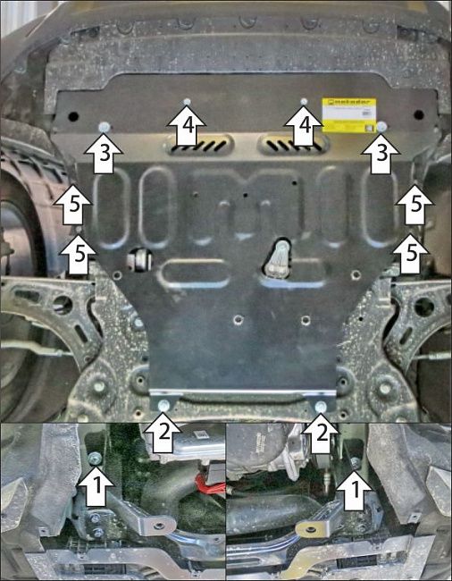 Защита Мотодор усиленная для картера и КПП Geely Okavango 2023-2026. Артикул 74208