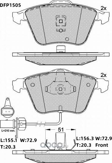 Колодки тормозные дисковые Double Force. Артикул DFP1505