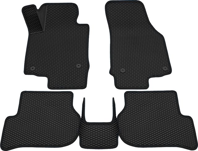 Коврики Rezkon 3D EVA ромб резиновые для салона Skoda Octavia А5 2009-2013 Черный кант. Артикул 9230010101