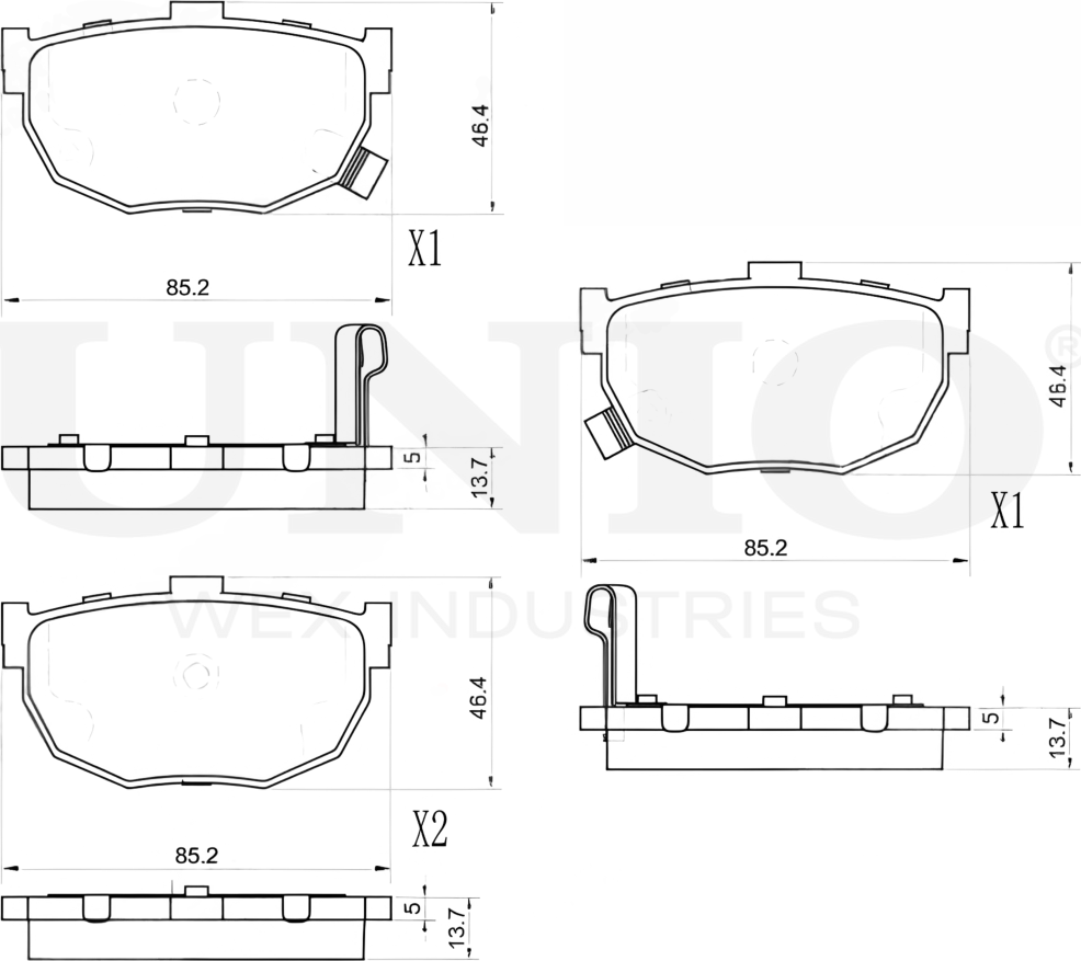 Колодки тормозные диск. задние Hyundai Elantra III 00-, Coupe VI 96-, Nissan Maxima (J30) 88- (Unio). Артикул BRP-20425