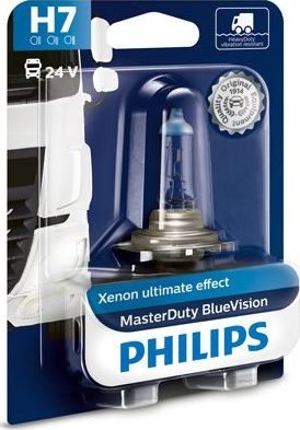 H7 24V- 70W (PX26d) (вибростойкая+белый яркий свет-голуб.оттен.) MasterDuty BlueVision (блистер 1шт. Philips MasterDuty BlueVision. Артикул 13972MDBVB1