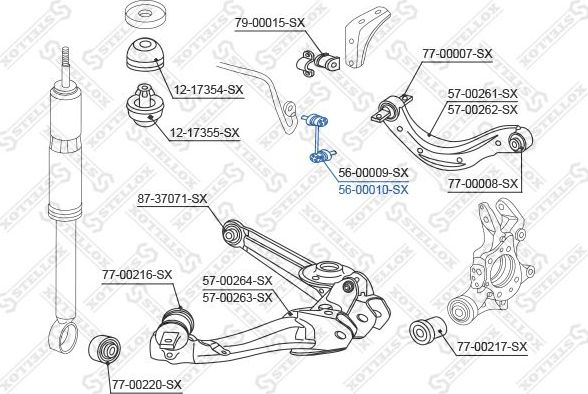 Стойка (тяга) стабилизатора Stellox. Артикул 56-00010-SX