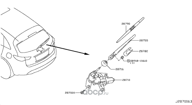 Щетки стеклоочистителя (дворники) Nissan. Артикул 287901BA0A