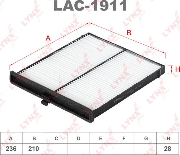 Салонный фильтр LYNXauto. Артикул LAC-1911
