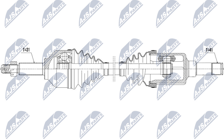 Полуось (привод в сборе, приводной вал) NTY. Артикул NPW-FR-075