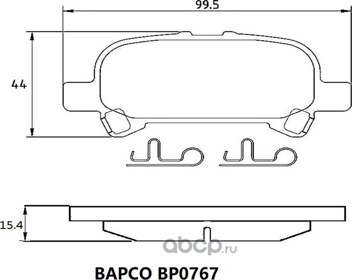 Колодки тормозные дисковые зад. TOYOTA Avalon 99-05, Camry Solara (USA (Bapco). Артикул BP0767