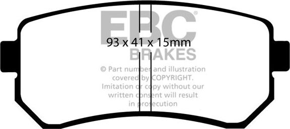 Тормозные колодки EBC Brakes задние для Hyundai Tucson III 2015-2026. Артикул DP61769