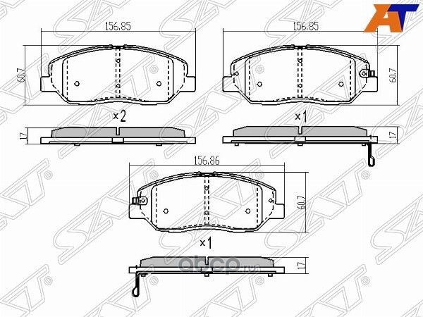 Колодки тормозные FR KIA SORENTO 09- HYUNDAI SANTA (SAT). Артикул ST581012BA10