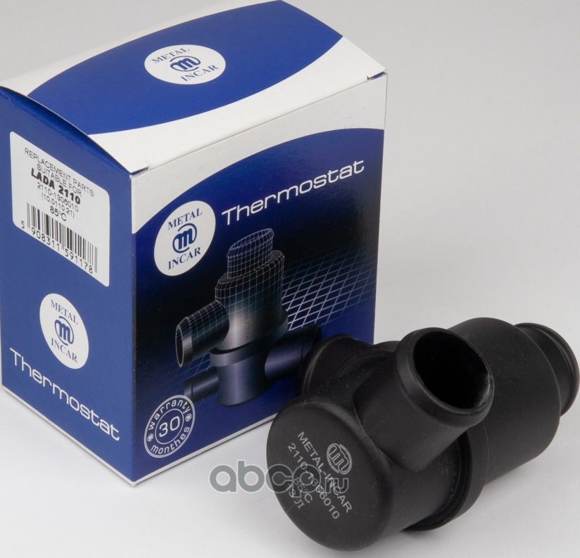 Термостат METAL INCAR для а/м ВАЗ 2110 карб. 85 C в сборе (пластик), 10.0110.21 (Metal-Incar). Артикул 10011021
