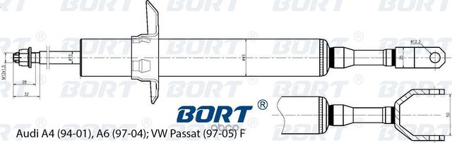 Амортизатор передний газомасляный (Bort). Артикул G41545001