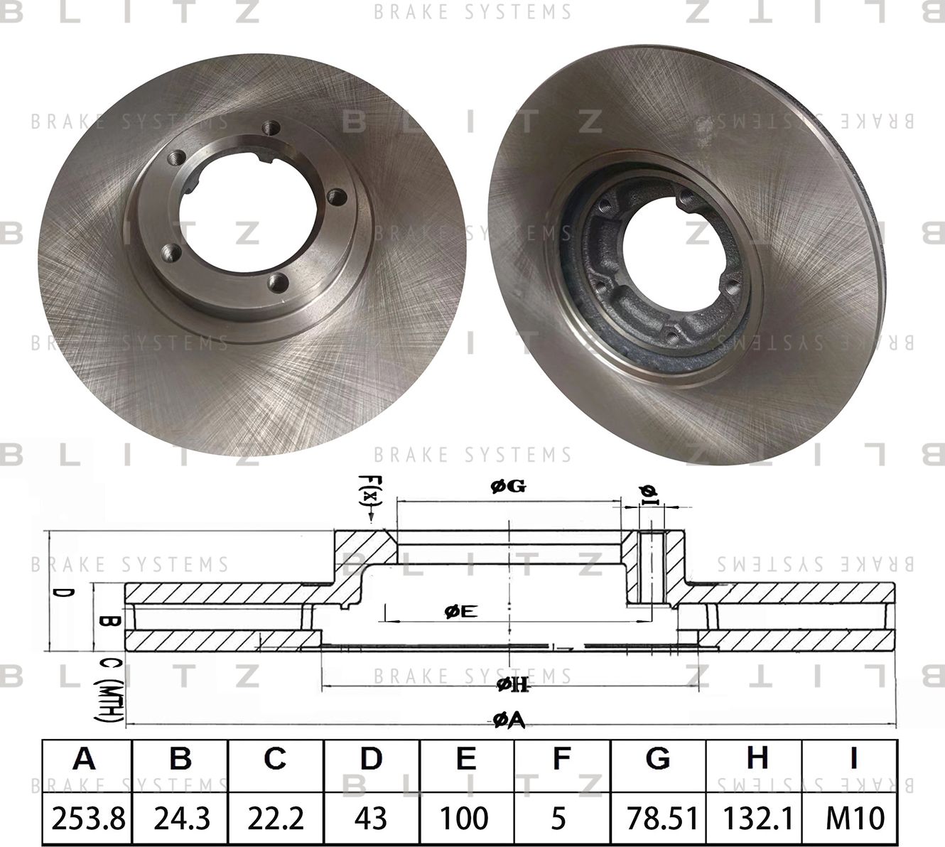 Диск тормозной передний вентилируемый (Blitz). Артикул BS0598