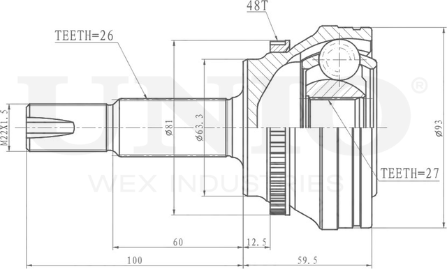 ШРУС наружный (Unio). Артикул CVJ-20160
