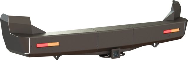 Бампер силовой STC задний для Mitsubishi Pajero Sport I 1998-2008 с квадратом под фаркоп и дублирующими фонарями. Артикул STC-MPS1-BR-L1