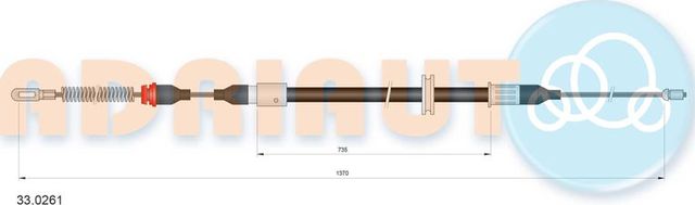 Трос ручника (тросик ручного тормоза) Adriauto задний левый для Opel Corsa B 1993-2001. Артикул 33.0261