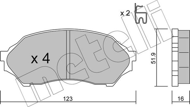 Тормозные колодки Metelli передние для Mazda 323 VI (BJ) 1998-2003. Артикул 22-0387-0