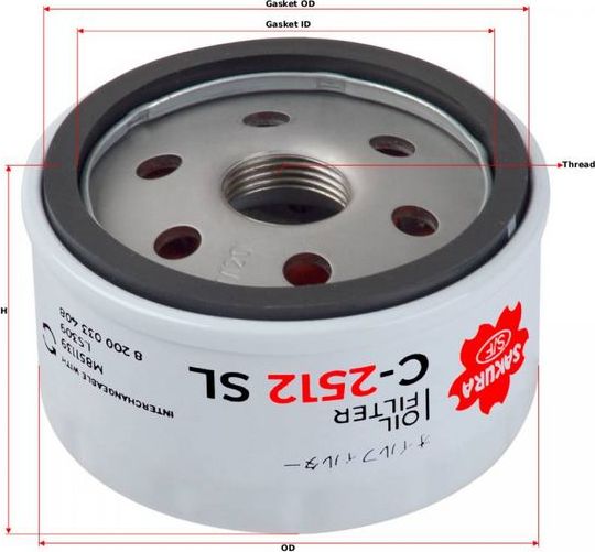 Масляный фильтр Sakura для Nissan Micra K12 2003-2010. Артикул C-2512-SL