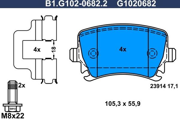 Тормозные колодки Galfer. Артикул B1.G102-0682.2