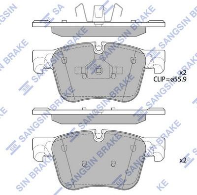 Тормозные колодки Sangsin Hi-Q передние для Citroen Grand C4 SpaceTourer 2018-2026. Артикул SP4032