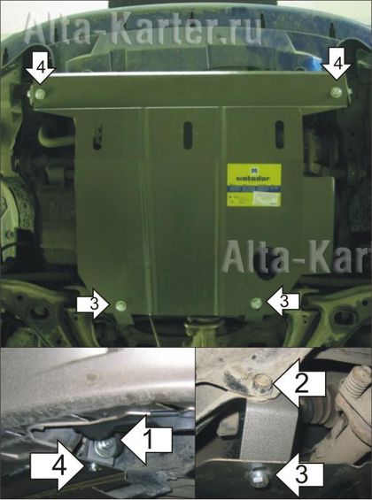 Защита Мотодор для двигателя, КПП Honda Civic VI 1995-2000. Артикул 00802