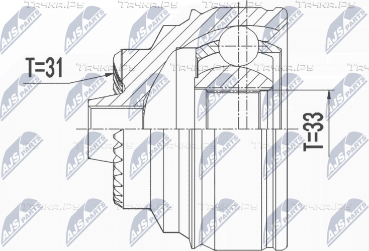 Шрус внутренний (граната) NTY передний для MINI Clubman II (F54) 2015-2026. Артикул NPZ-BM-021