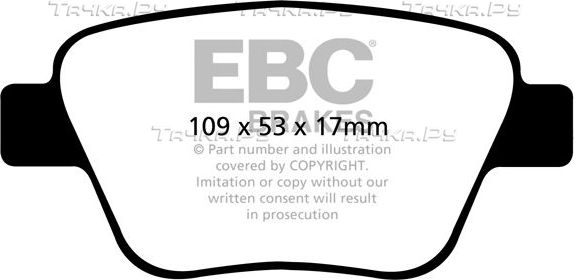 Тормозные колодки EBC Brakes задние для Volkswagen Golf VII 2011-2026. Артикул DP22075