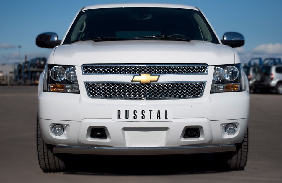 Защита RusStal переднего бампера d75x42 для Chevrolet Tahoe III рестайлинг 2011-2014. Артикул CTHZ-000925