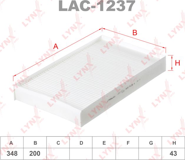 Салонный фильтр LYNXauto. Артикул LAC-1237