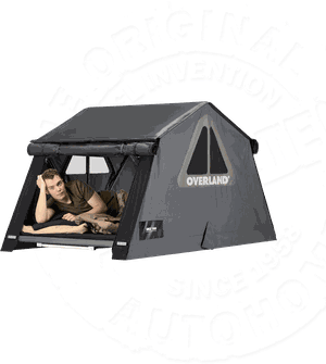 Палатка на крышу автомобиля Autohome OVERLAND SMALL SAFARI EXPLORER, тент карбон, лестница 220 мм. Артикул OLSE/01