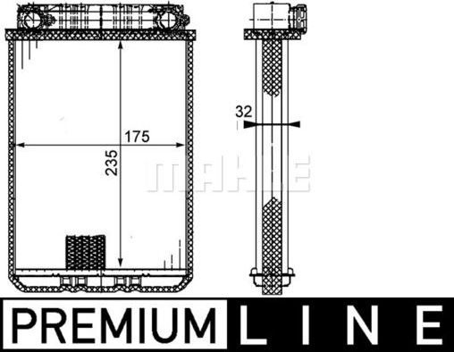 Радиатор отопителя (печки) Mahle Premium для Mercedes-Benz SL-Класс V (R230) 2001-2012. Артикул AH 77 000P