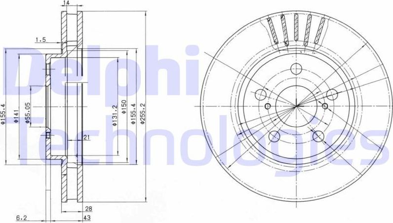 Тормозной диск Delphi. Артикул BG3187