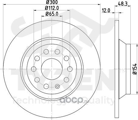 Тормозной диск (Tyren). Артикул TYR1023501