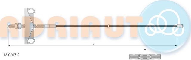Трос ручника (тросик ручного тормоза) Adriauto для Ford Transit VI 2000-2006. Артикул 13.0207.2