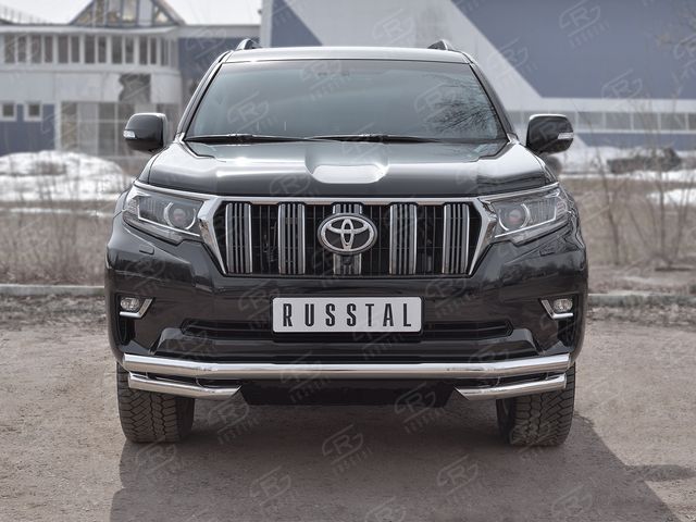 Защита RusStal переднего бампера d63 секции-d63 уголки для Toyota Land Cruiser Prado 150 2й Рестайлинг (кроме Style) 2017-2026. Артикул LCPZ-002860