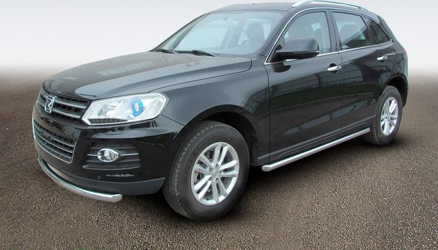 Пороги Slitkoff d57 труба для Zotye T600 2015-2026. Артикул ZOT-005