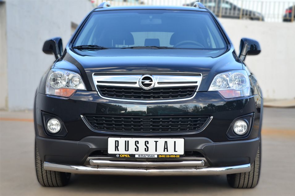 Защита RusStal переднего бампера d63 (секции) d42 (секции) для Opel Antara 2012-2026. Артикул OAZ-001366