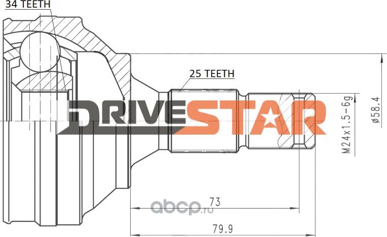 шрус наружный (Drivestar). Артикул OCEP0001F