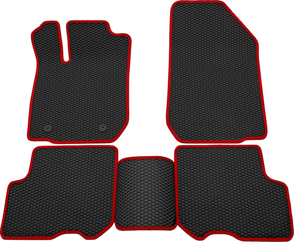 Коврики Rezkon EVA для салона Renault Logan II 2013-2018 Красный кант. Артикул 9029015204