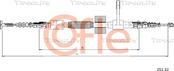 Трос ручника (тросик ручного тормоза) Cofle. Артикул 92.251.32