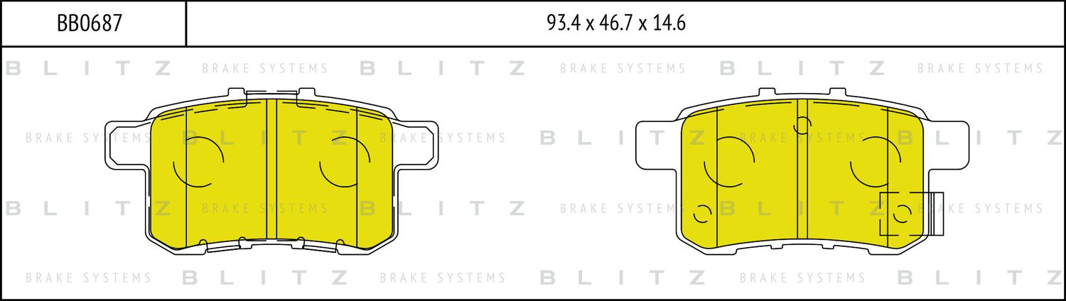 Колодки тормозные дисковые задние (Blitz). Артикул BB0687