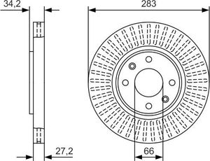 Тормозной диск Bosch передний для Citroen C3 II 2009-2016. Артикул 0 986 479 W69