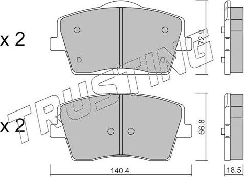 Тормозные колодки Trusting передние для Volvo XC40 I 2017-2026. Артикул 1186.0
