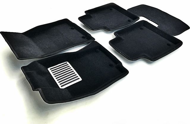 Коврики текстильные Euromat 3D Lux для салона Jaguar XJ длинная база 2014-2024. ЧЕРНЫЕ. Артикул EM3D-002751