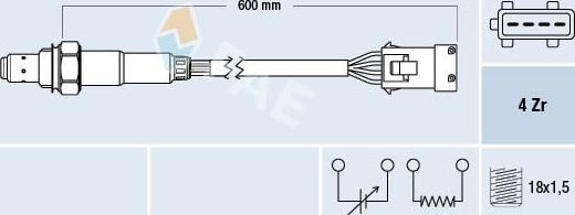 Лямбда-зонд (кислородный датчик) FAE для Peugeot 106 I 1996-2004. Артикул 77281