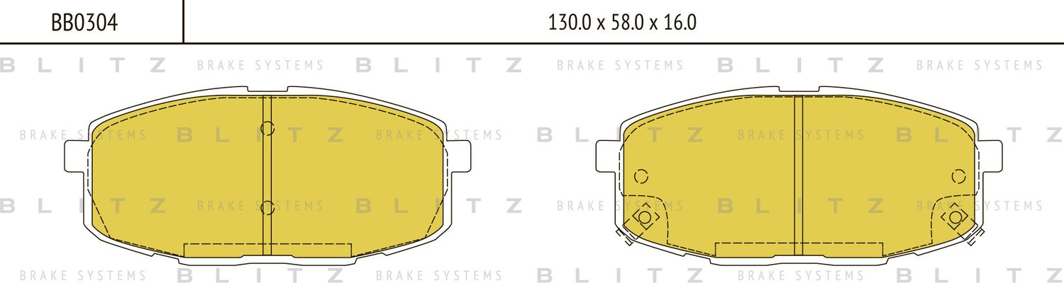 Колодки тормозные дисковые передние Kia Ceed 2007-, Hyundai I30 2008 (Blitz). Артикул BB0304